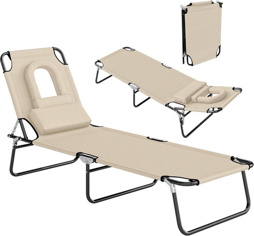 Folding sun lounger with face - sun,
