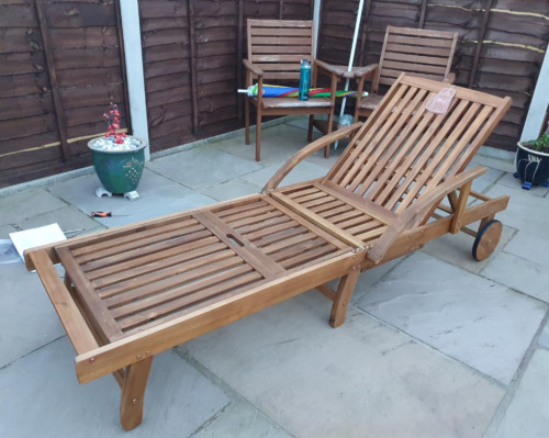 Wooden sun lounger solid wood - wooden,