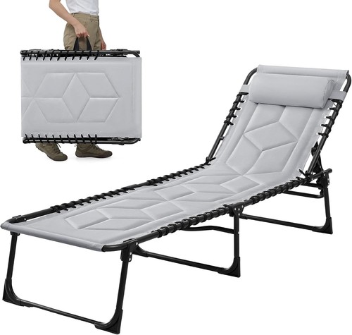 Foldable sun lounger grey - sun,