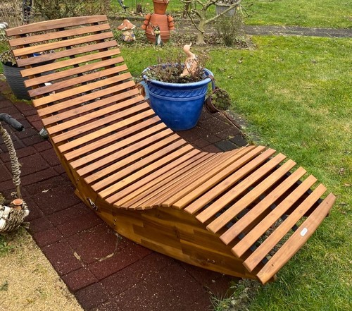 Garden wooden sun lounger wood - wooden,